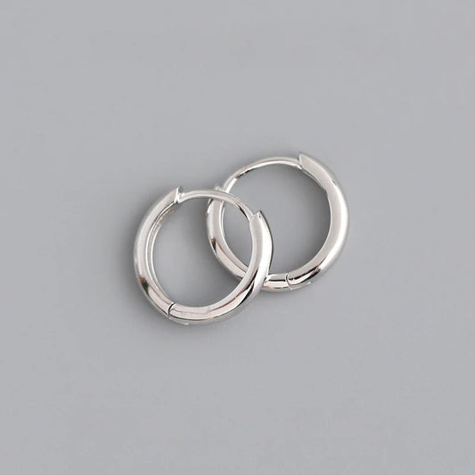 925 Sterling Silver Hoop Earrings – Trendy Geometric Design for Women