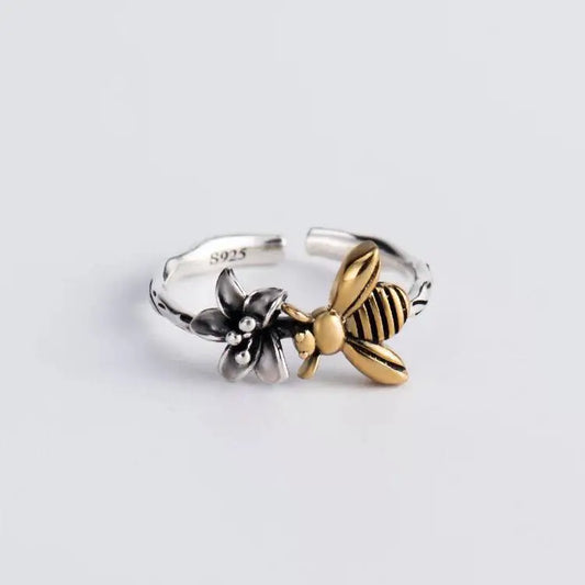 925 Sterling Silver Honeybee Flower Ring – Women’s Engagement & Wedding Jewelry