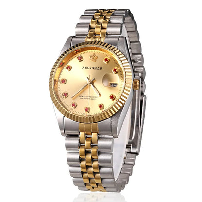 Men’s Golden Quartz Dress Watch – Steel Band, Perfect Valentine’s Gift