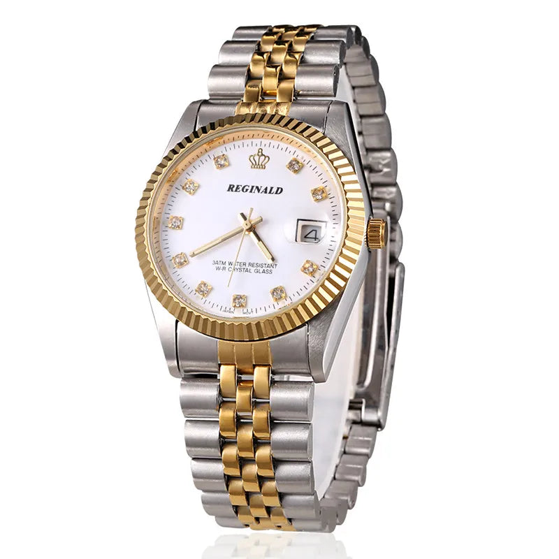 Men’s Golden Quartz Dress Watch – Steel Band, Perfect Valentine’s Gift
