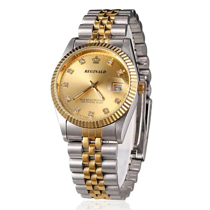 Men’s Golden Quartz Dress Watch – Steel Band, Perfect Valentine’s Gift