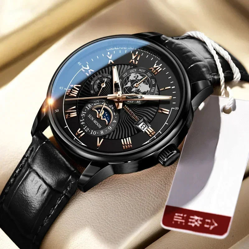 Leather Strap Fashion Business Wristwatch