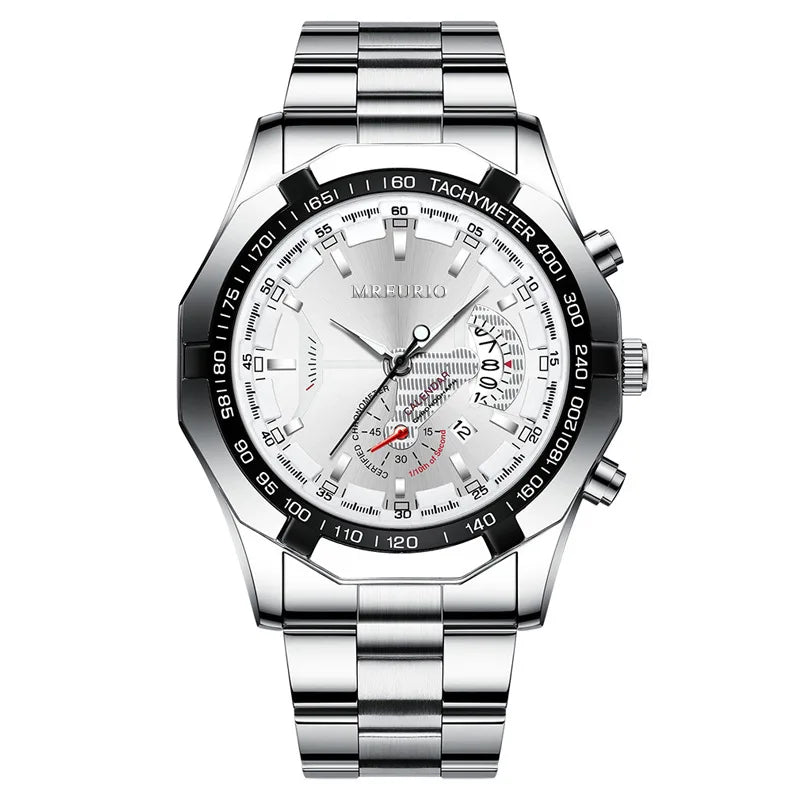 Stainless Steel Business Wristwatch with Calendar