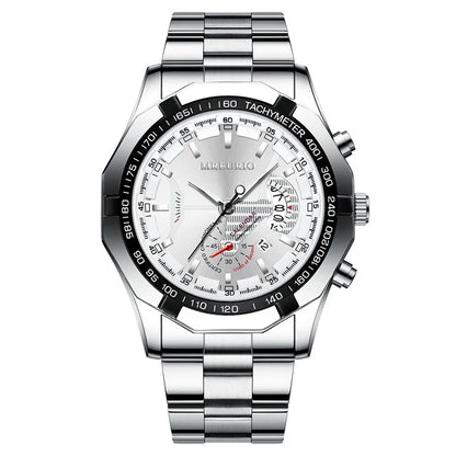 Stainless Steel Business Wristwatch with Calendar