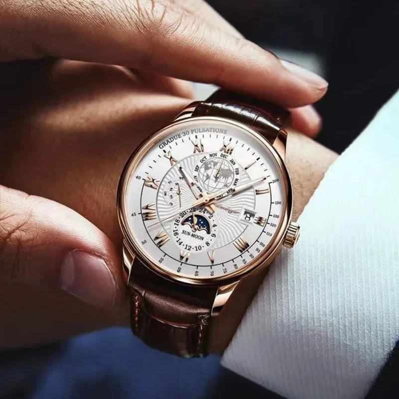 Leather Strap Fashion Business Wristwatch