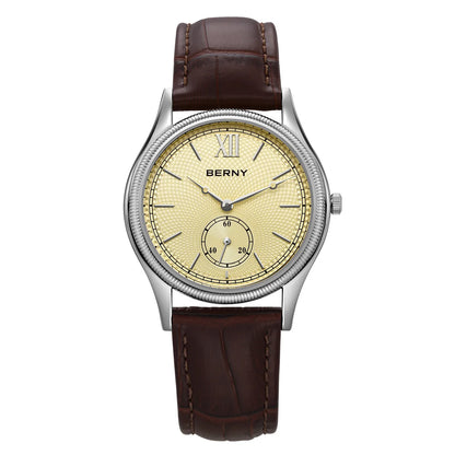 Classic Ultra-Thin Dress Wristwatch with Leather Strap