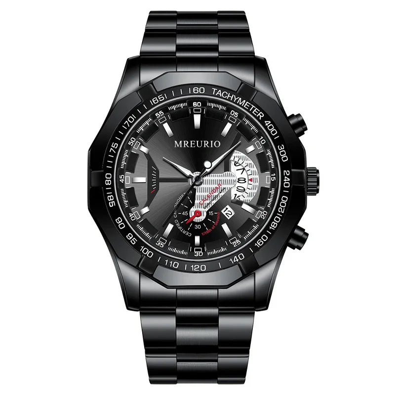 Stainless Steel Business Wristwatch with Calendar