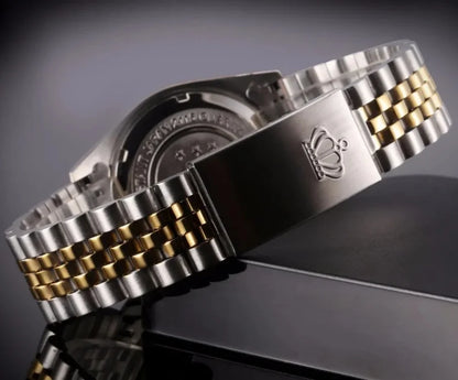 Men’s Golden Quartz Dress Watch – Steel Band, Perfect Valentine’s Gift