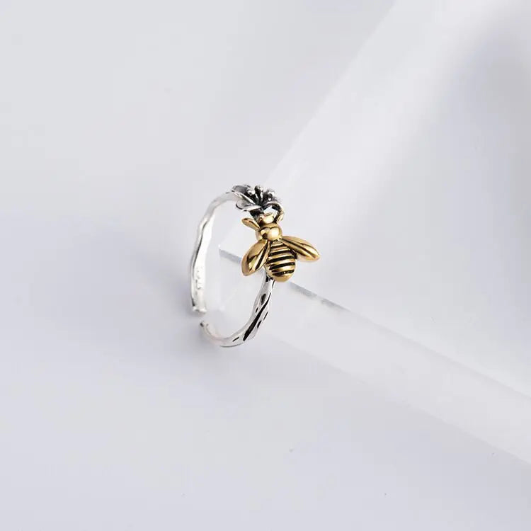 925 Sterling Silver Honeybee Flower Ring – Women’s Engagement & Wedding Jewelry