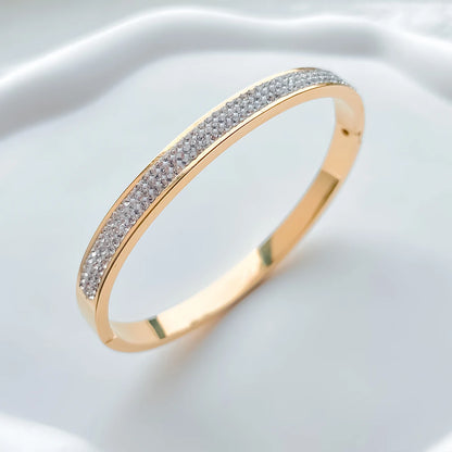 Stainless Steel Gold-Plated Bracelet – Waterproof Luxury Bangle with Rhinestones