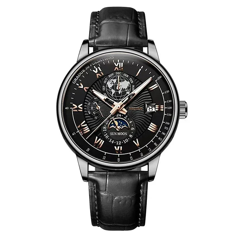 Leather Strap Fashion Business Wristwatch