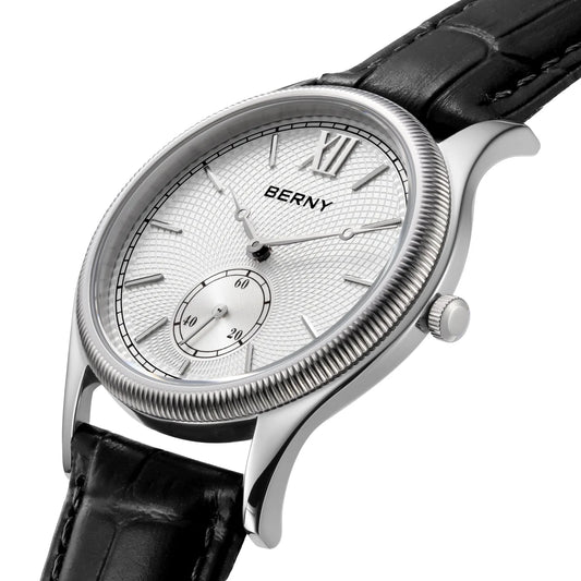 Classic Ultra-Thin Dress Wristwatch with Leather Strap