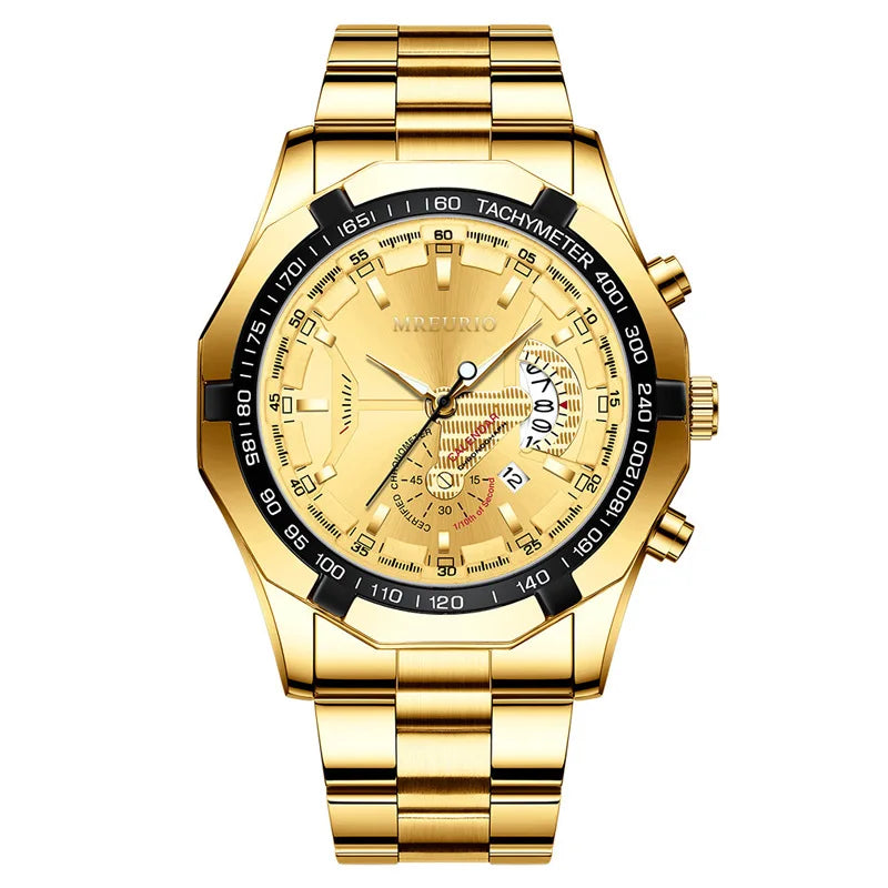 Stainless Steel Business Wristwatch with Calendar