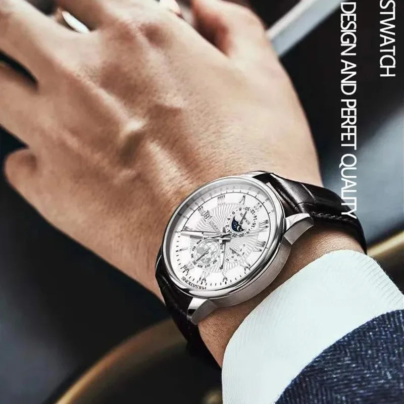 Leather Strap Fashion Business Wristwatch