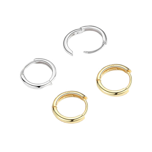 925 Sterling Silver Hoop Earrings – Trendy Geometric Design for Women
