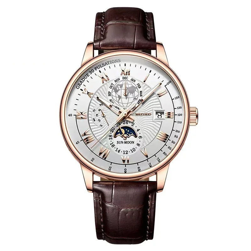 Leather Strap Fashion Business Wristwatch