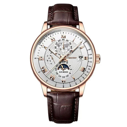 Leather Strap Fashion Business Wristwatch
