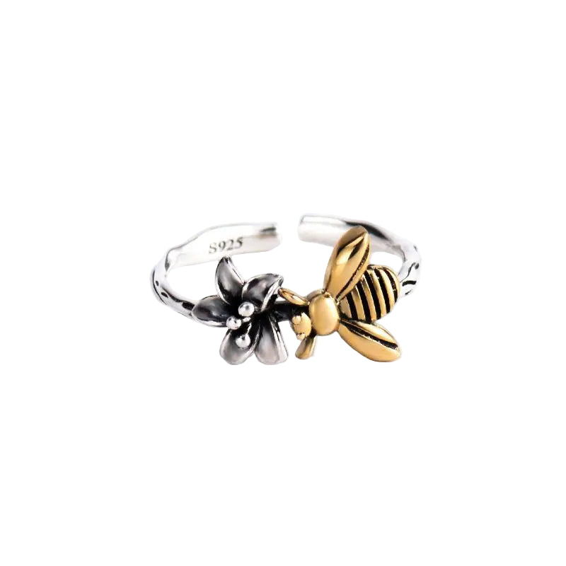 925 Sterling Silver Honeybee Flower Ring – Women’s Engagement & Wedding Jewelry