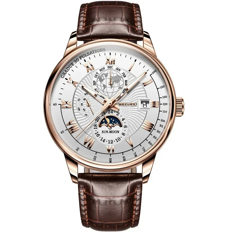 Leather Strap Fashion Business Wristwatch