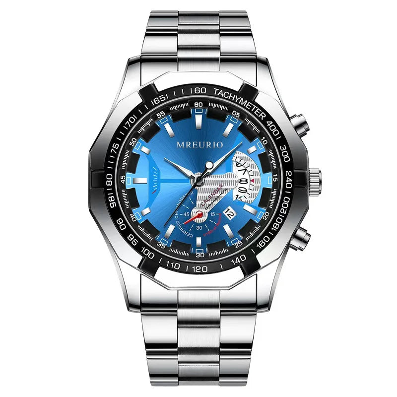 Stainless Steel Business Wristwatch with Calendar