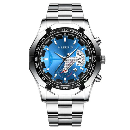 Stainless Steel Business Wristwatch with Calendar