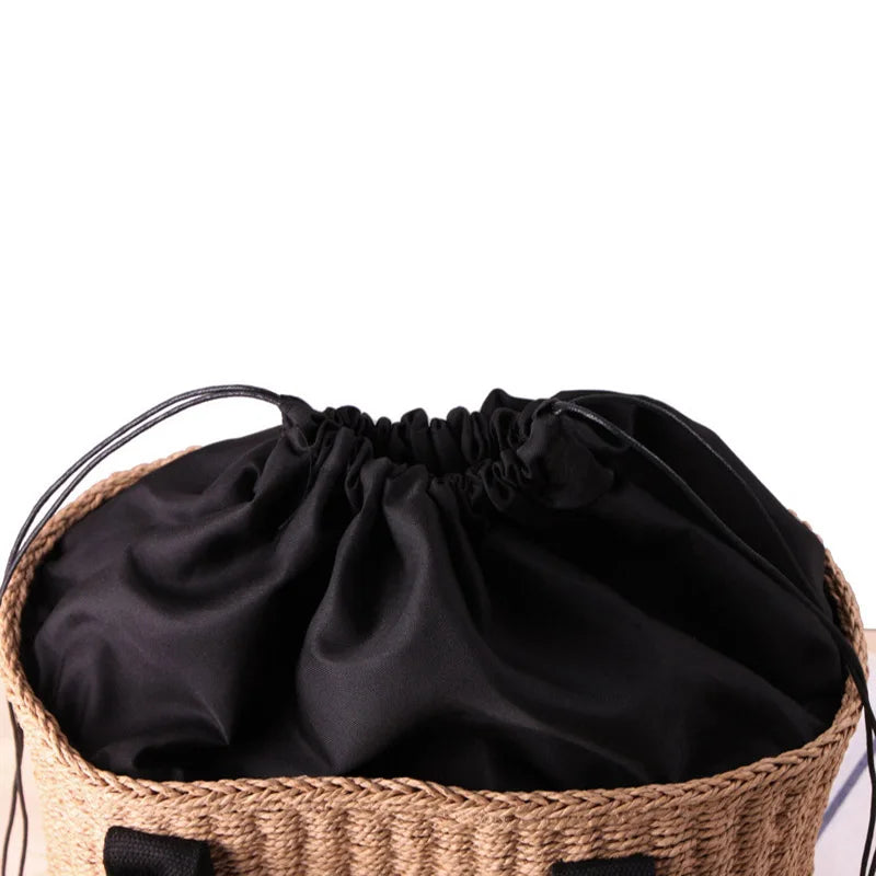 Trendy Straw Tote Bag – Handmade Woven Rattan Shoulder Beach Handbag