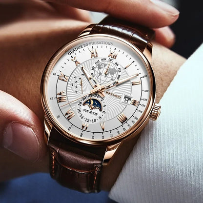 Leather Strap Fashion Business Wristwatch