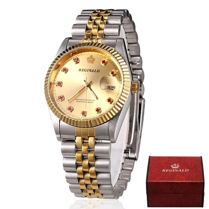 Men’s Golden Quartz Dress Watch – Steel Band, Perfect Valentine’s Gift