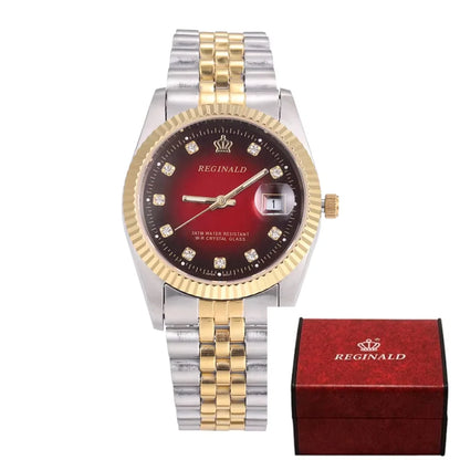 Men’s Golden Quartz Dress Watch – Steel Band, Perfect Valentine’s Gift