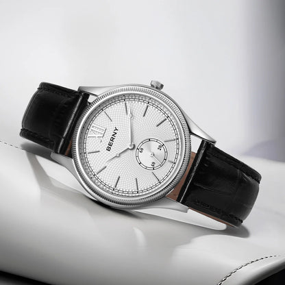 Classic Ultra-Thin Dress Wristwatch with Leather Strap