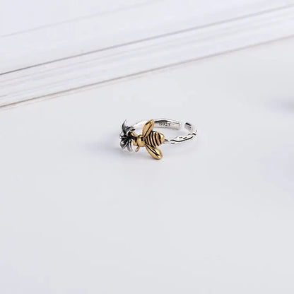 925 Sterling Silver Honeybee Flower Ring – Women’s Engagement & Wedding Jewelry
