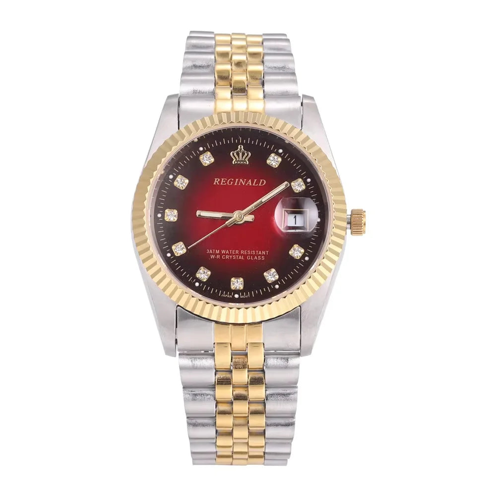 Men’s Golden Quartz Dress Watch – Steel Band, Perfect Valentine’s Gift
