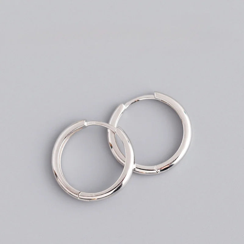925 Sterling Silver Hoop Earrings – Trendy Geometric Design for Women