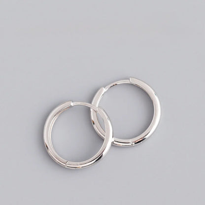 925 Sterling Silver Hoop Earrings – Trendy Geometric Design for Women