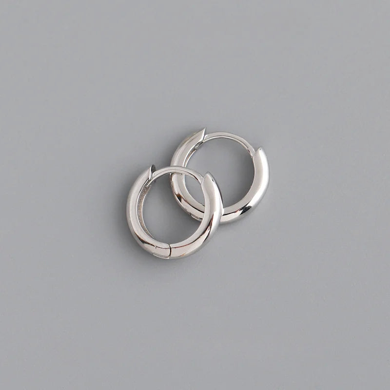 925 Sterling Silver Hoop Earrings – Trendy Geometric Design for Women
