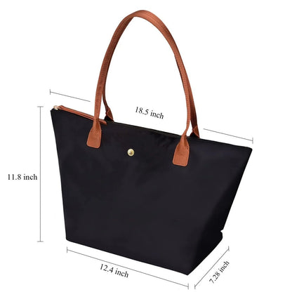 Women’s Designer Tote Bag – Large Lightweight Nylon Shoulder Travel Handbag