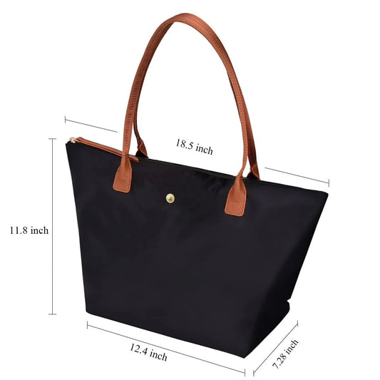 Women’s Designer Tote Bag – Large Lightweight Nylon Shoulder Travel Handbag
