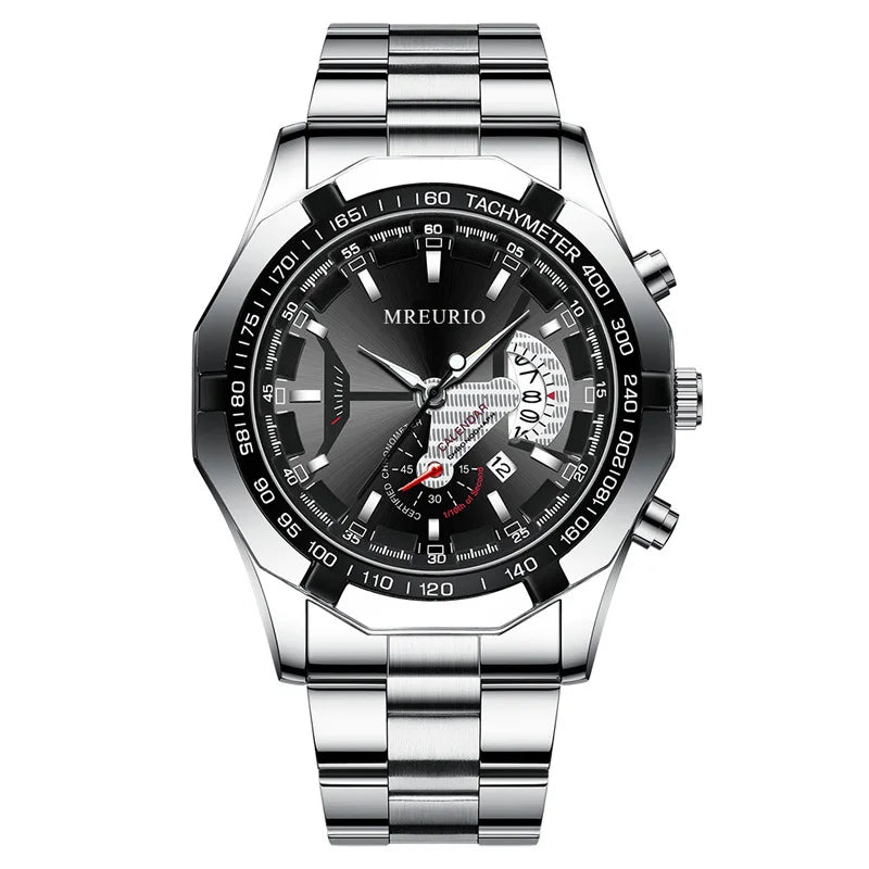 Stainless Steel Business Wristwatch with Calendar