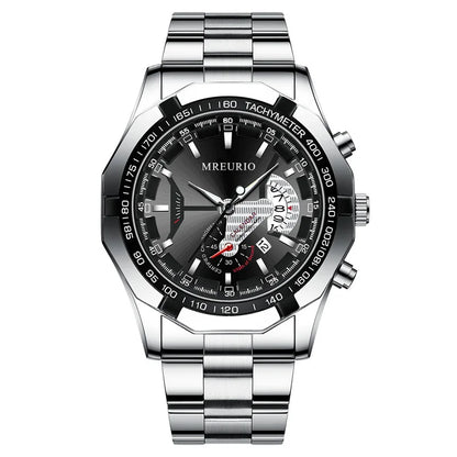 Stainless Steel Business Wristwatch with Calendar